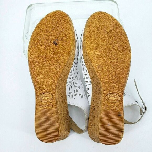 Spring Step Sandals White Wedge Slingback Size 8 - Picture 6 of 9